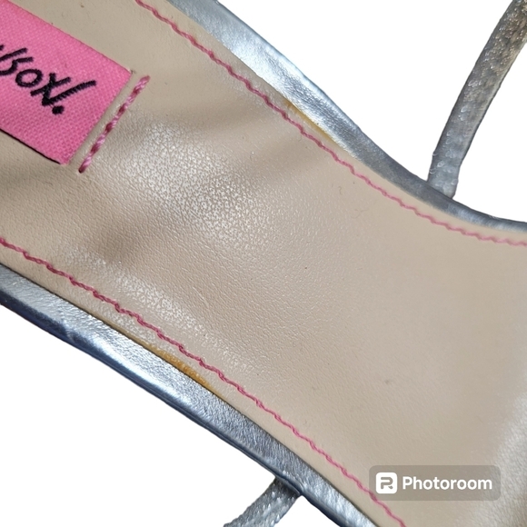 Betsey Johnson Kora Silver Sparkly Strappy Open Toe Zipper Back Heels 8M - Picture 11 of 12